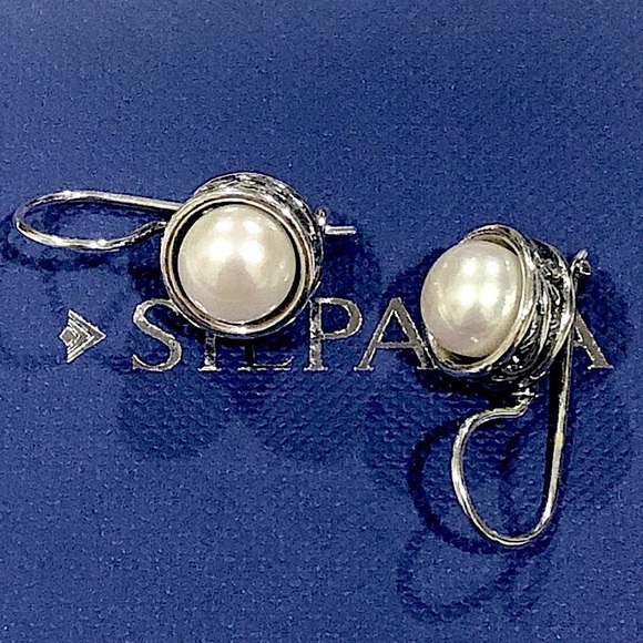 SILPADA Modern Fairytale Sterling Silver 925 Pearl Drop Earrings - Picture 5 of 12